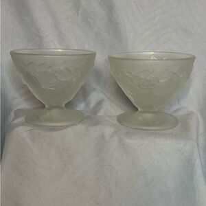 Vintage 5 Fruits Frosted Glass Dessert Bowls